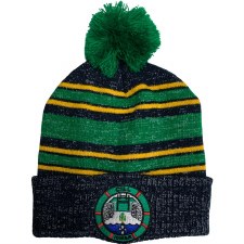 CS Killimer Bobble Hat Navy Marl Green Amber